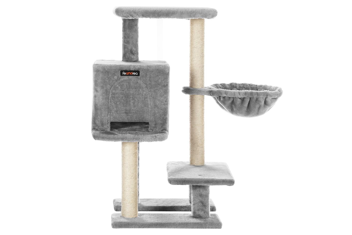 Feandrea Small Cat Tower with Hammock | Light Grey-3