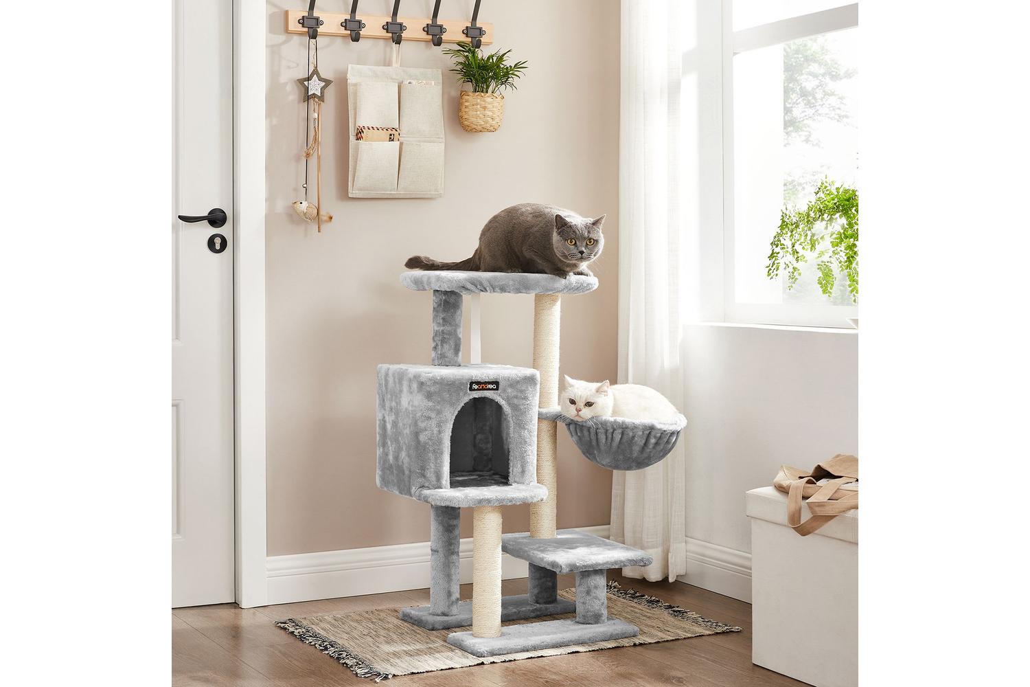 Feandrea Small Cat Tower with Hammock | Light Grey-5