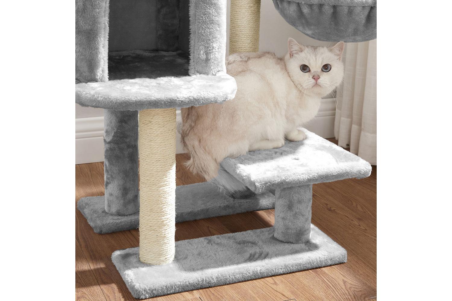 Feandrea Small Cat Tower with Hammock | Light Grey-7