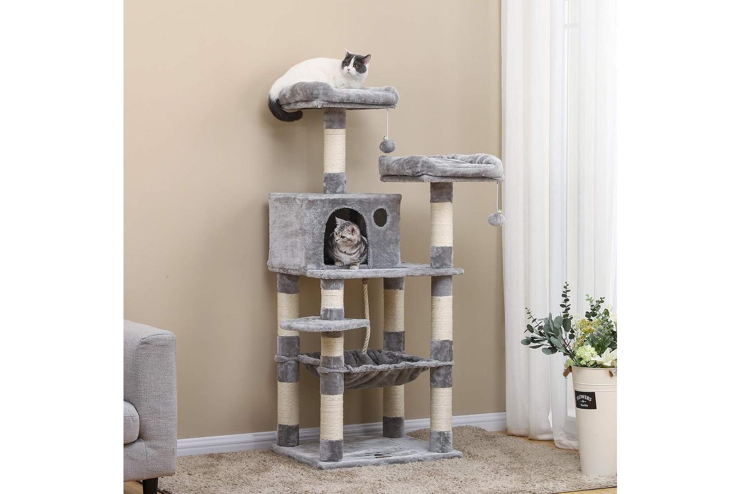 Feandrea Dual Platforms Cat Tree | Light Grey-7