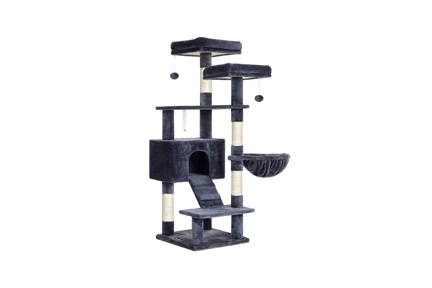 Feandrea UPCT160G01 55.9" Large Cat Tower with Bed | Smoky Grey-2