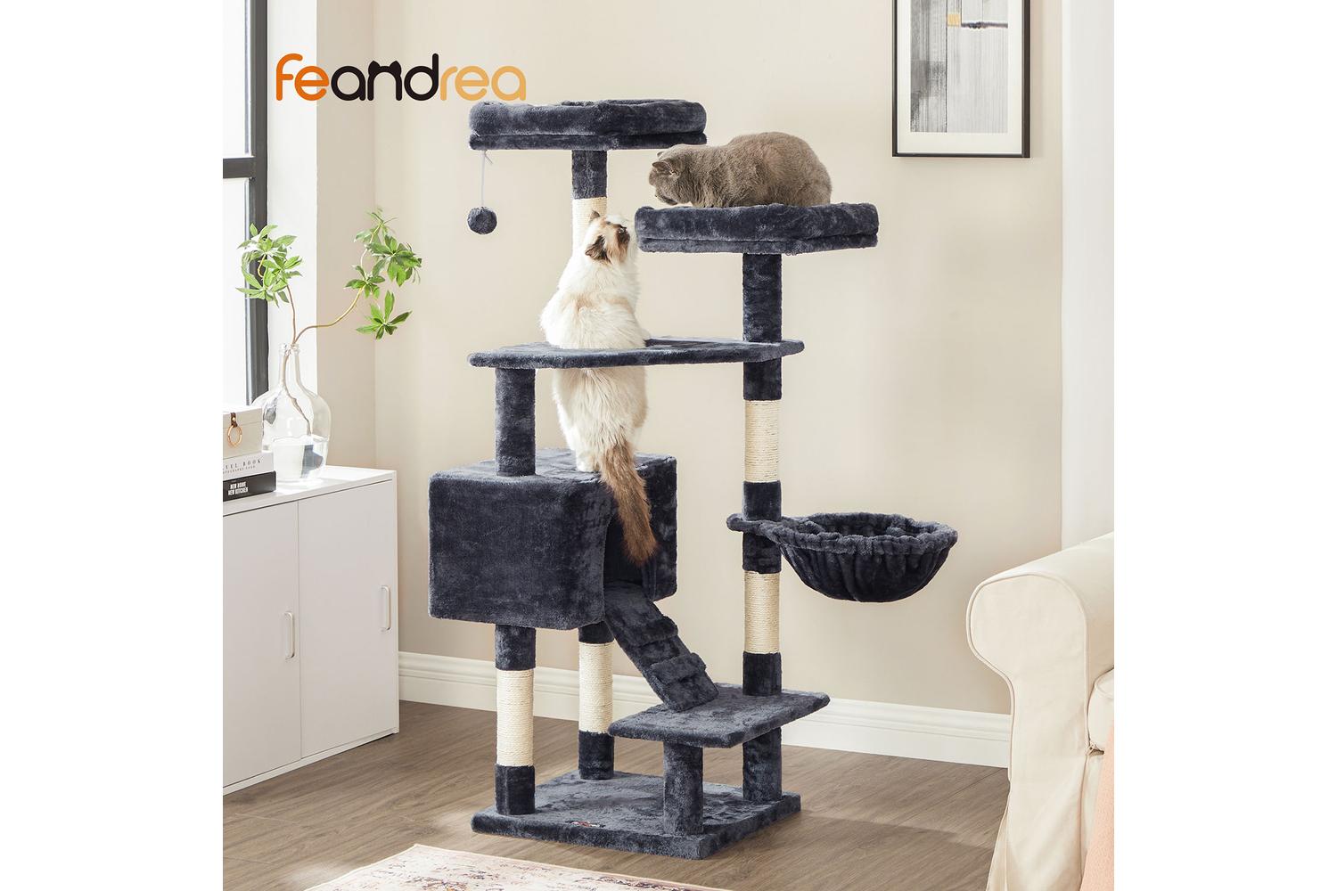 Feandrea UPCT160G01 55.9" Large Cat Tower with Bed | Smoky Grey-3
