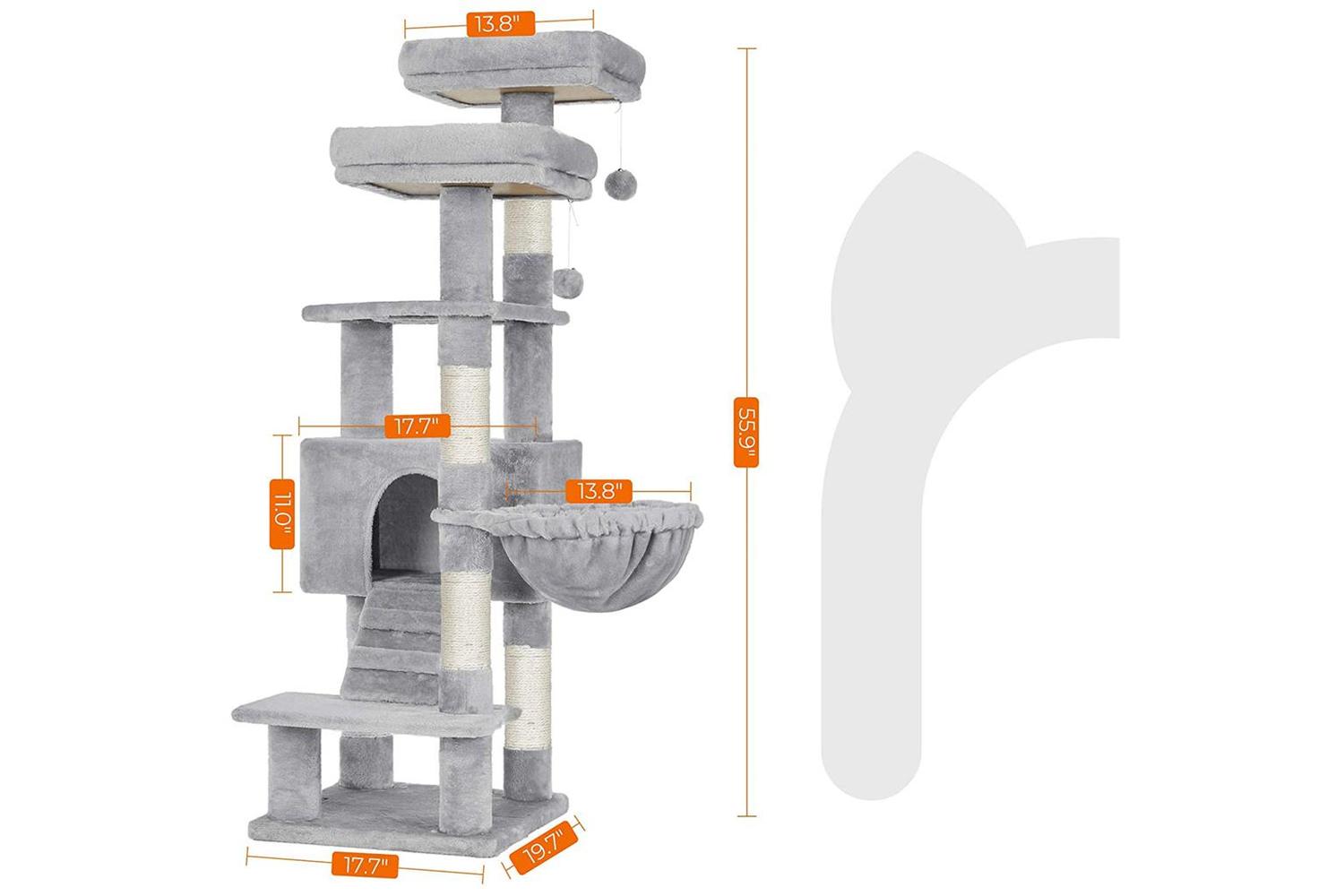 Feandrea UPCT160W01 Multi-Level Cat Condo | Light Grey-5