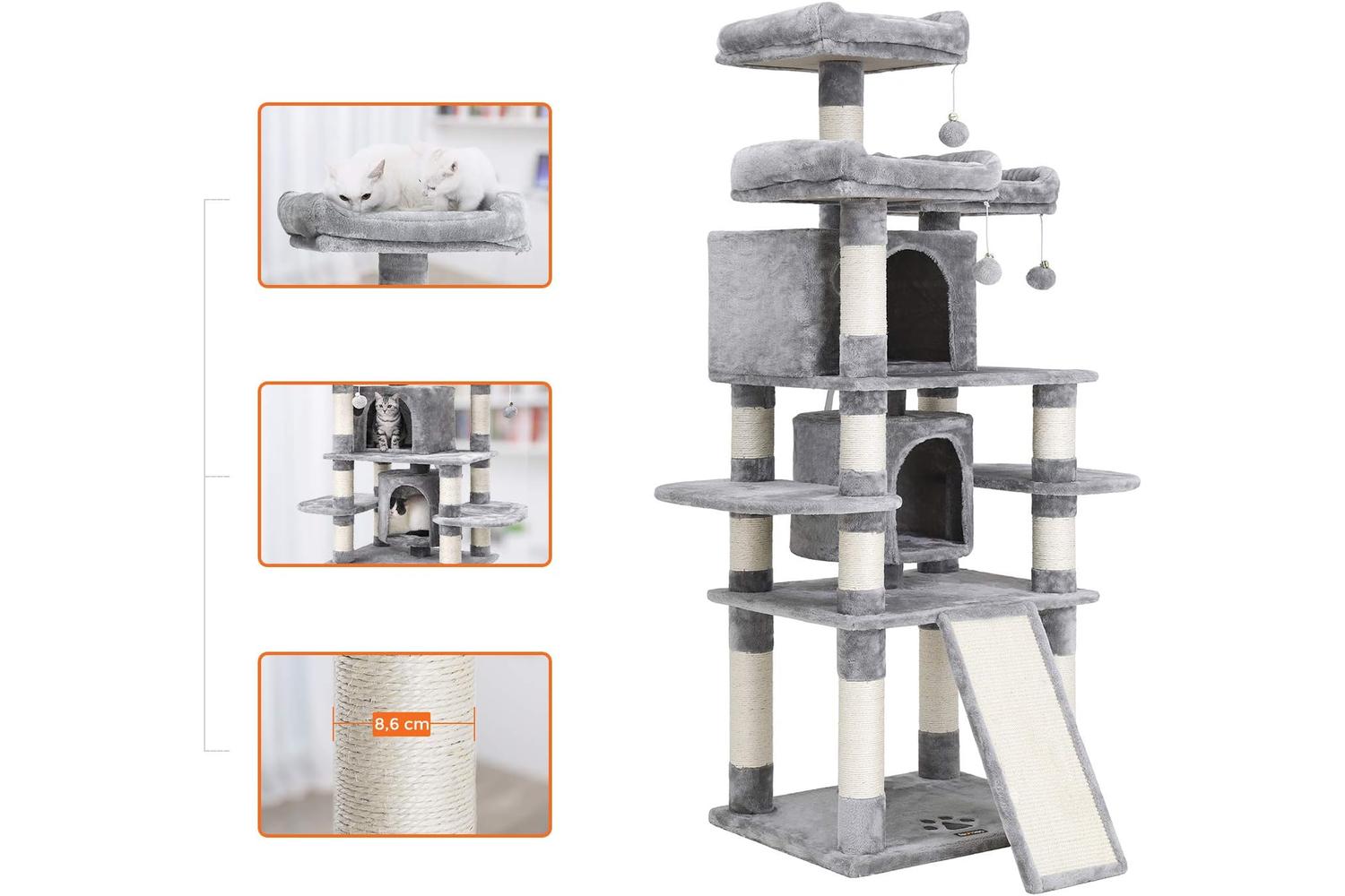 Feandrea UPCT18W Large Size Cat Tree | Smoke Grey-4