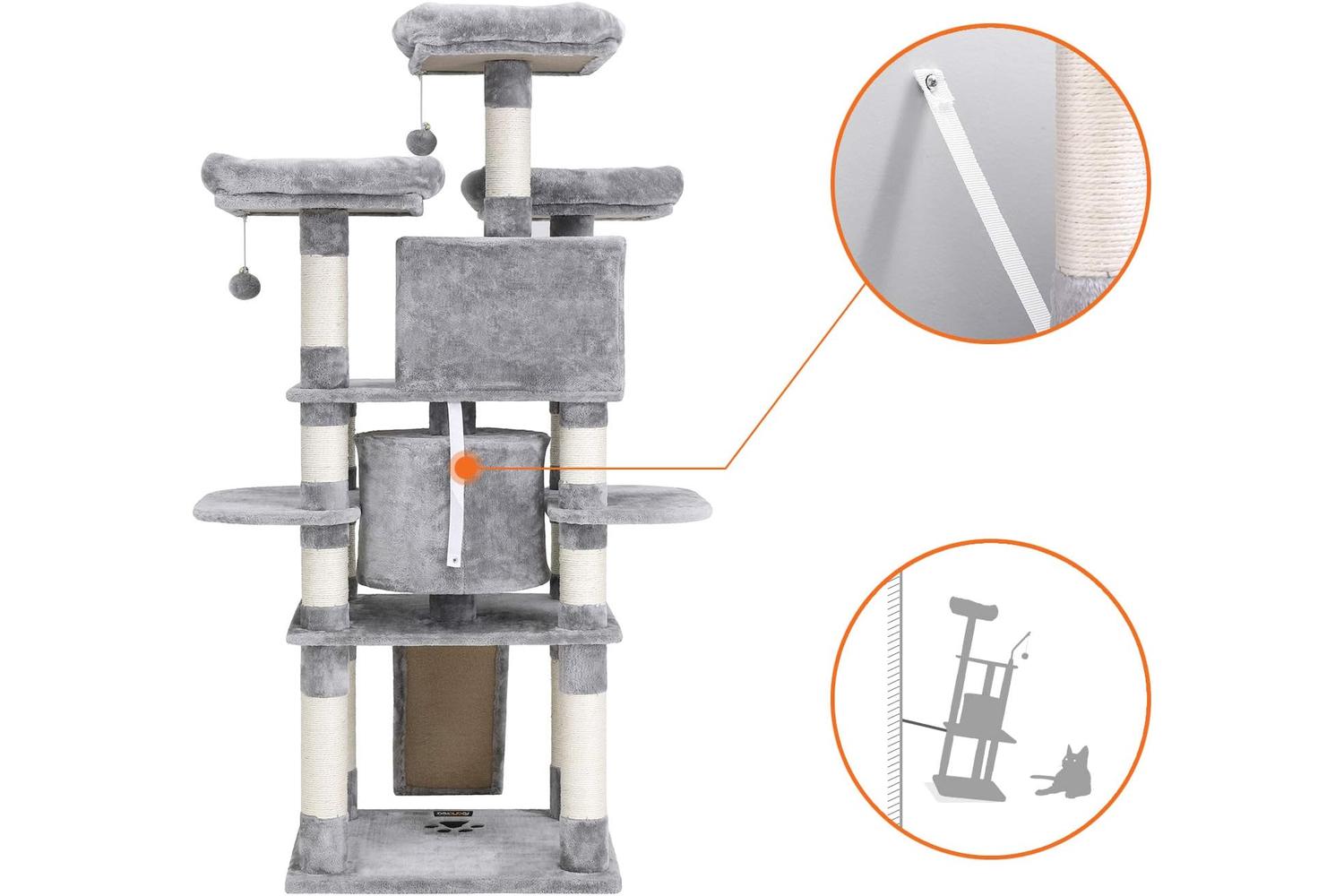 Feandrea UPCT18W Large Size Cat Tree | Smoke Grey-5