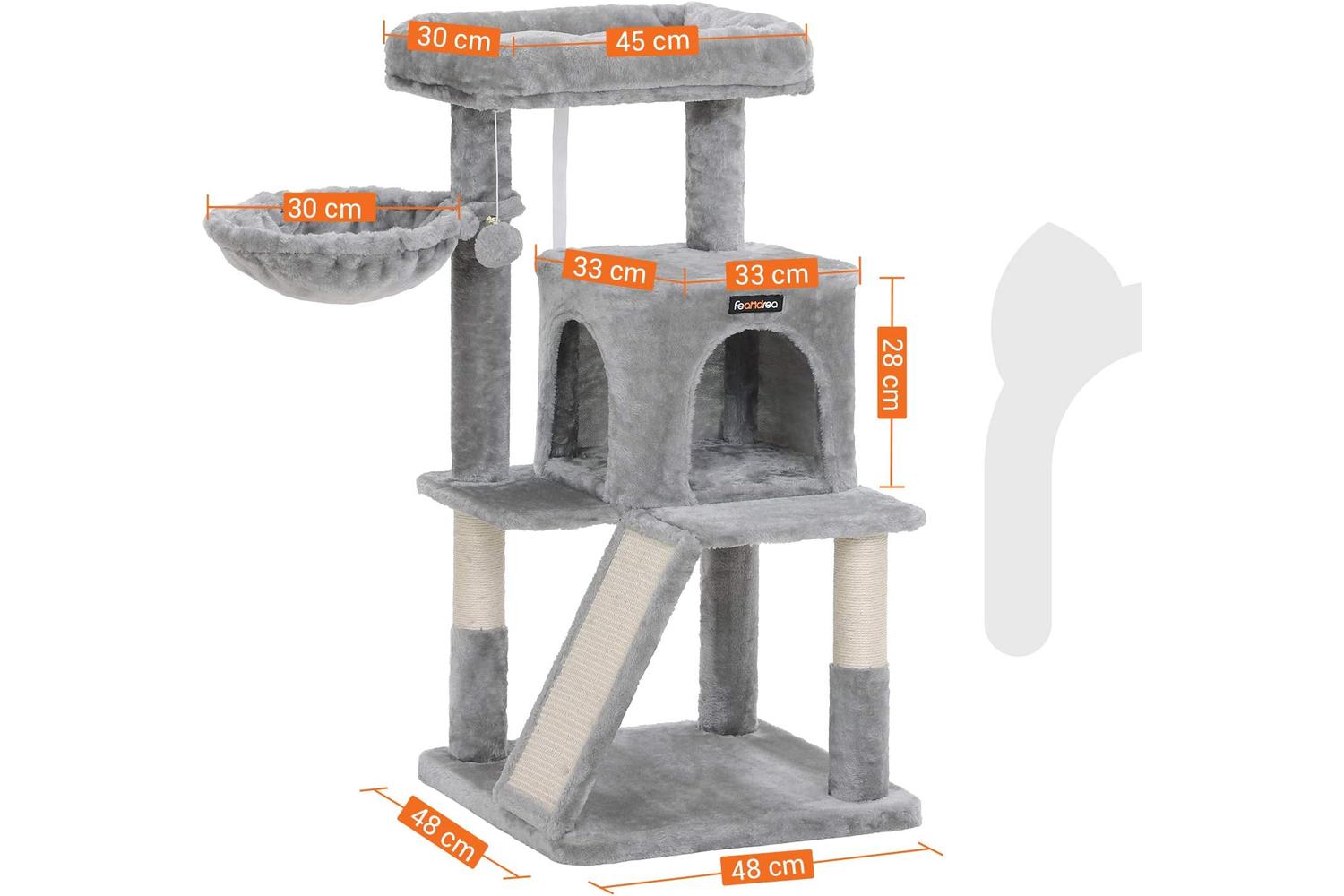Feandrea UPCT51W Side Slope Cat Tree | Light Grey-3