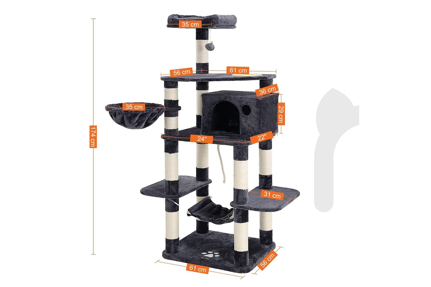 Feandrea Cat Tree with Feeder | Light Gray & Smoke Gray-4
