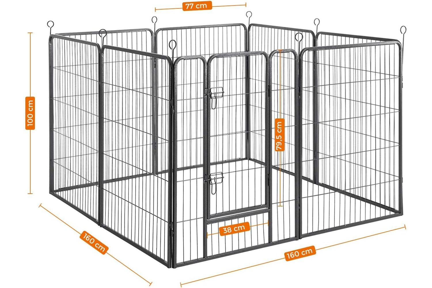 Feandrea Indoor Pet Playpen | Grey & Black-2