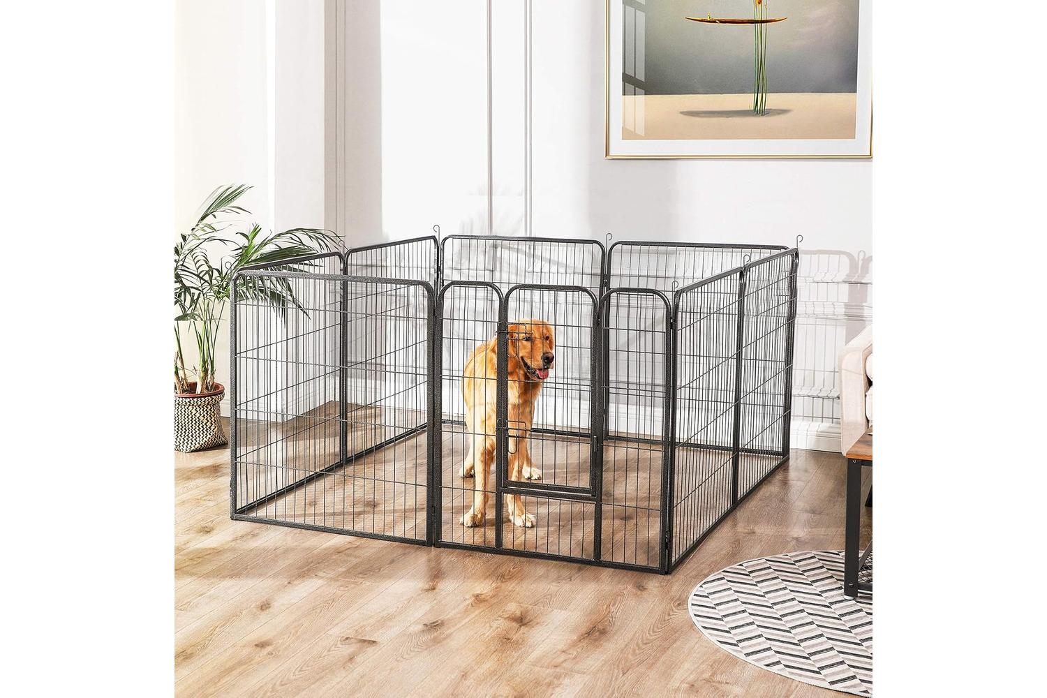 Feandrea Indoor Pet Playpen | Grey & Black-3