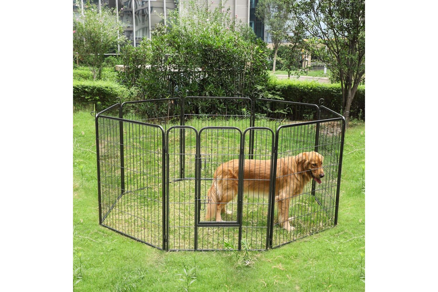 Feandrea Indoor Pet Playpen | Grey & Black-4