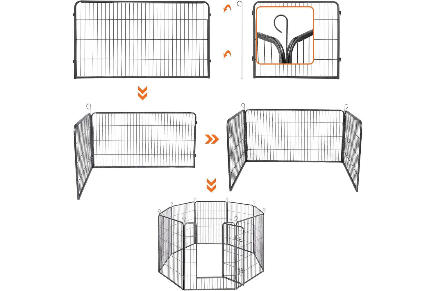 Feandrea Indoor Pet Playpen | Grey & Black-6