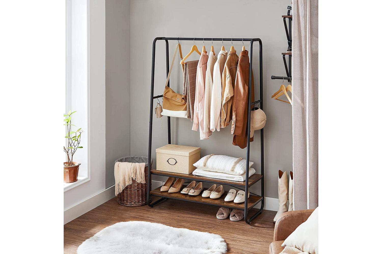 Vasagle Industrial Clothes Rack with Shelves | Rustic Brown & Black-3