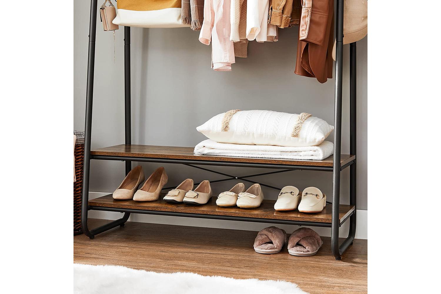 Vasagle Industrial Clothes Rack with Shelves | Rustic Brown & Black-6