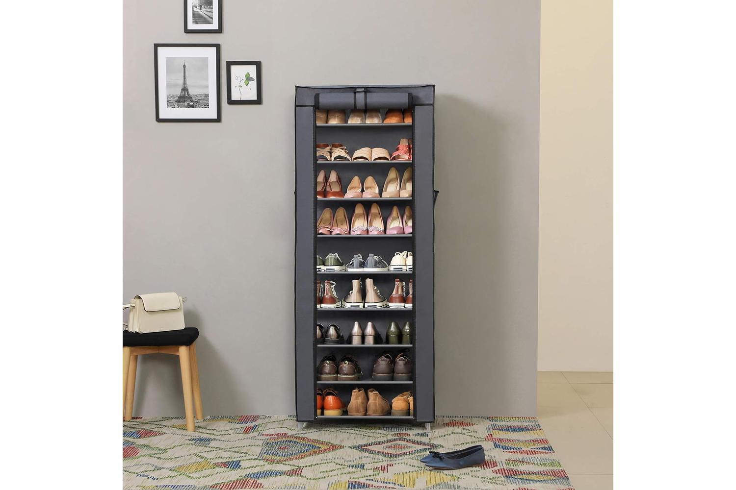 Songmics Grey Portable Shoe Closet with Cover | Grey-2