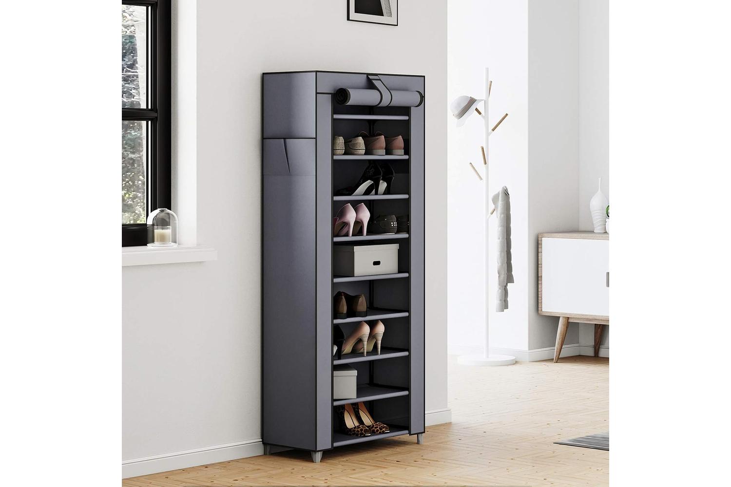 Songmics Grey Portable Shoe Closet with Cover | Grey-4