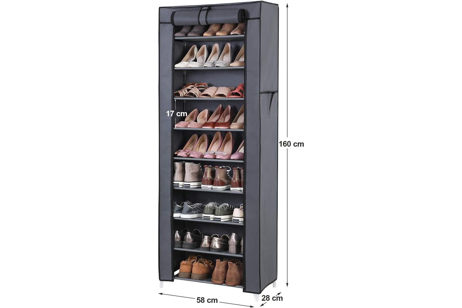 Songmics Grey Portable Shoe Closet with Cover | Grey-6