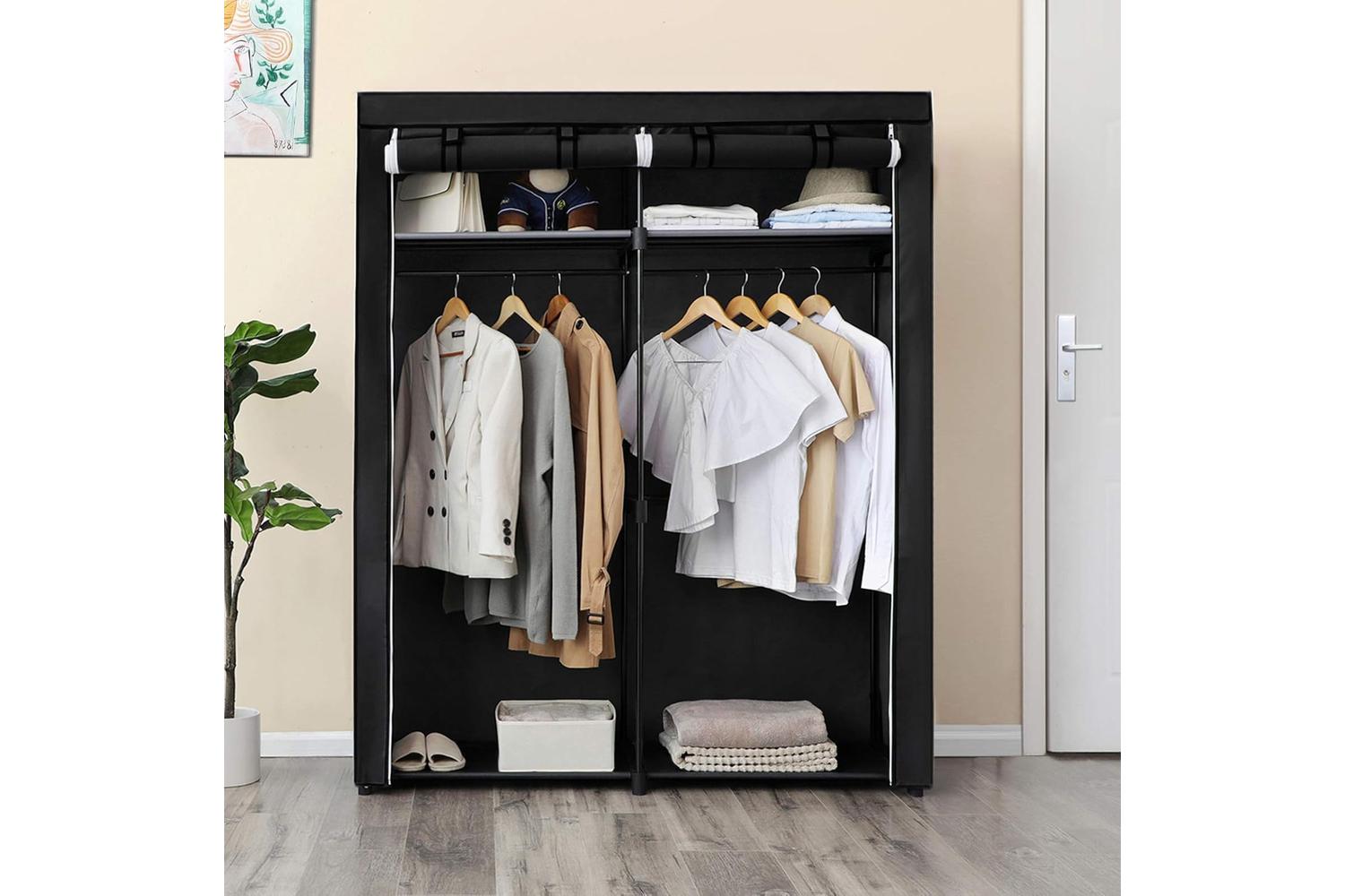 Songmics Wardrobe with Hanging Rods | Black-2