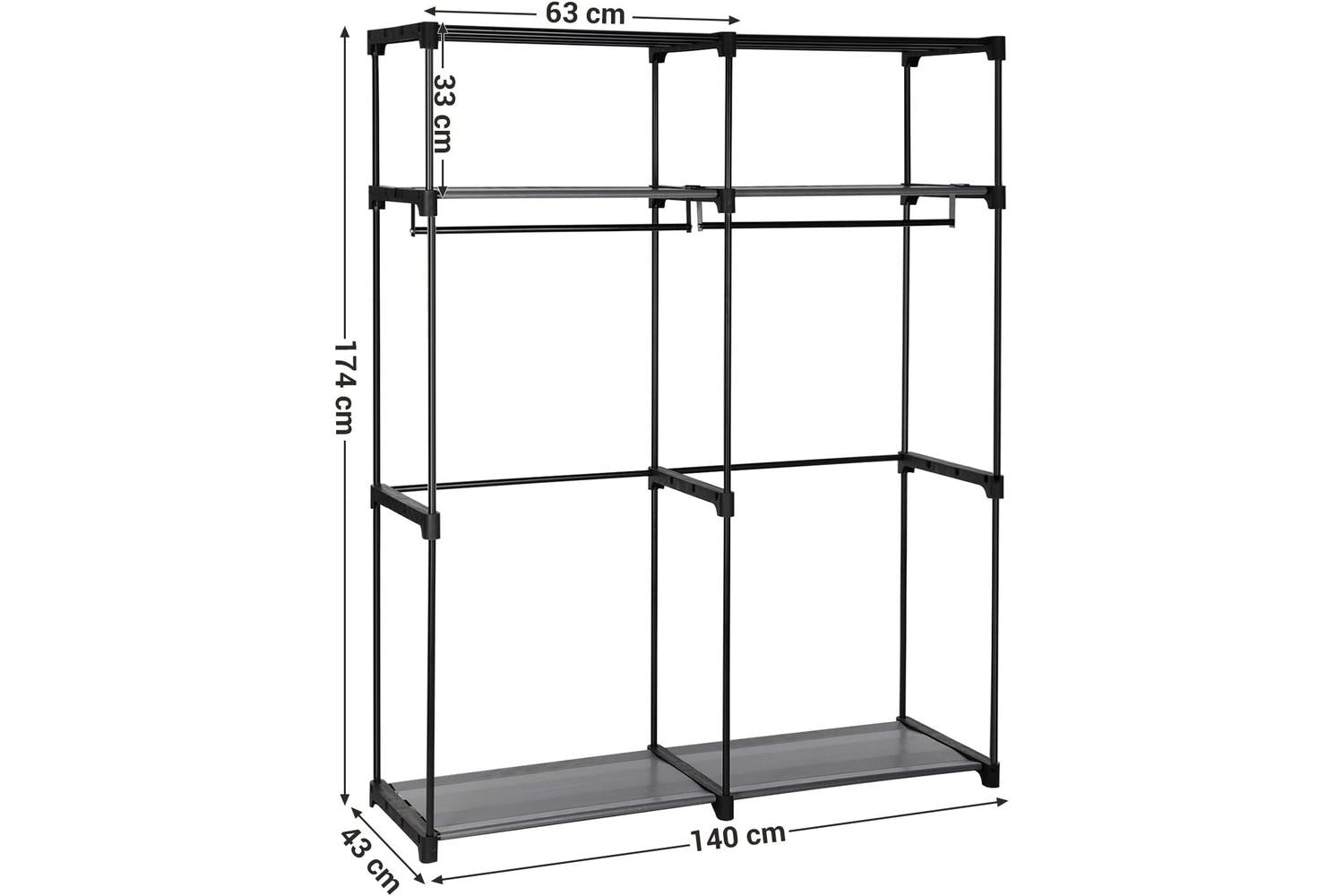 Songmics Wardrobe with Hanging Rods | Black-5
