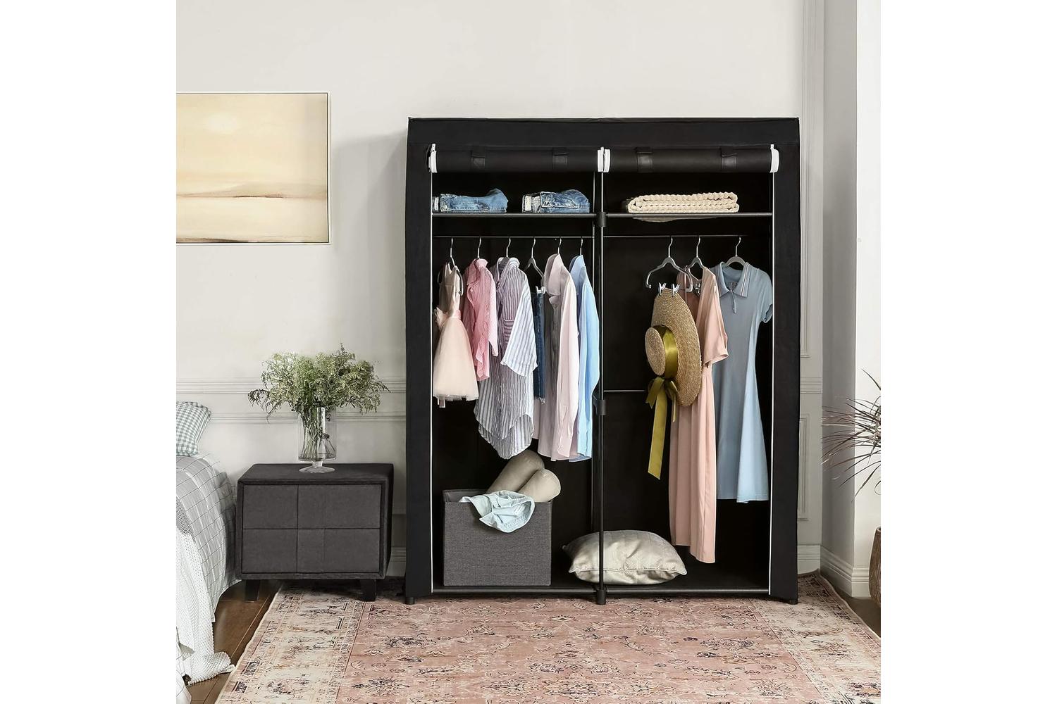 Songmics Wardrobe with Hanging Rods | Black-6