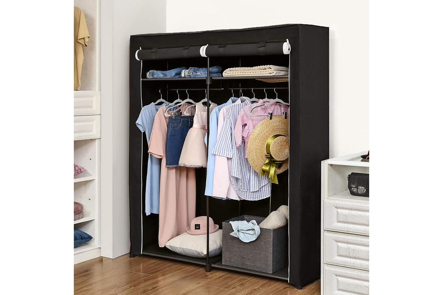 Songmics Wardrobe with Hanging Rods | Black-7