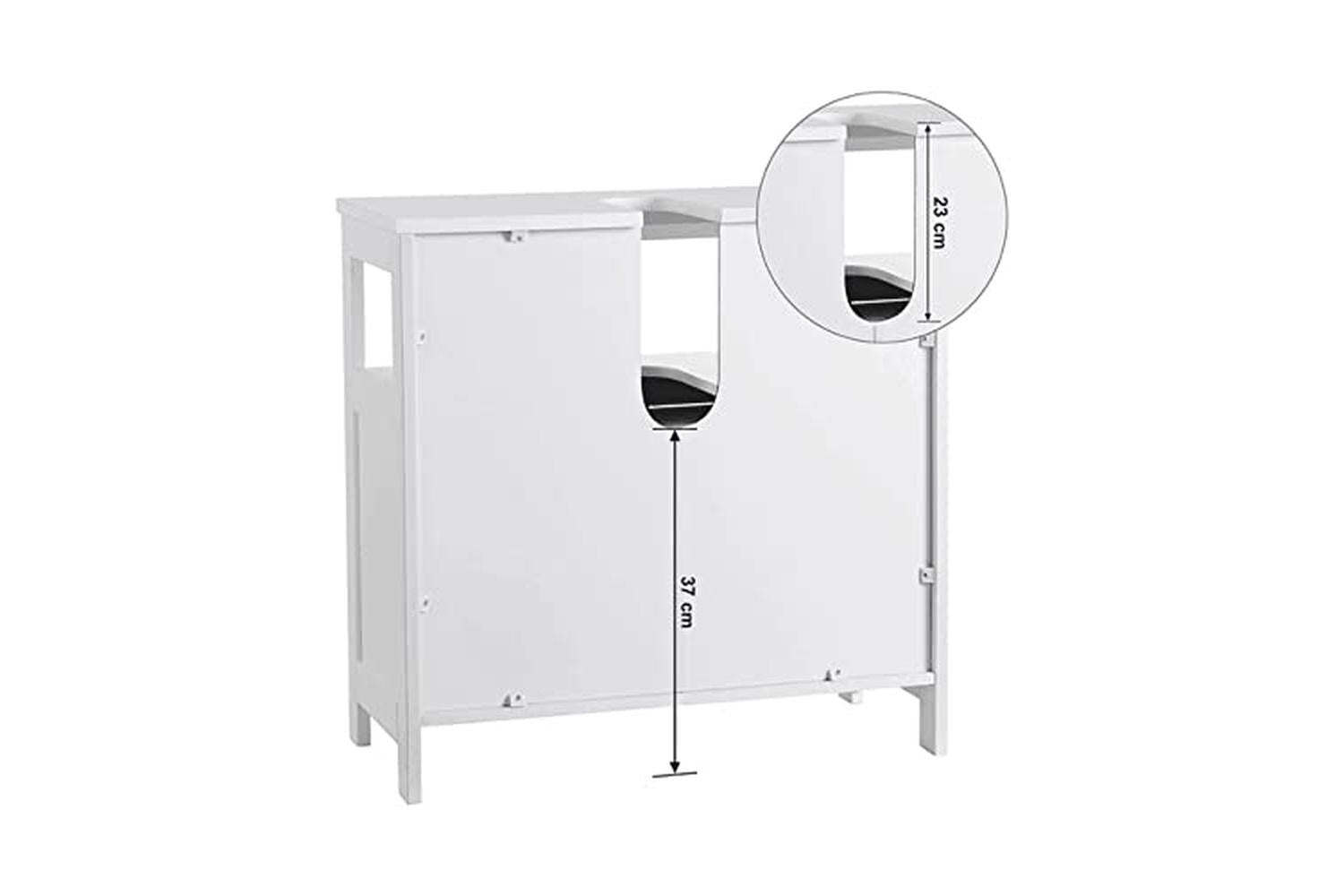 Vasagle BBC02WT Washbasin Cabinet with Louvered Doors-4