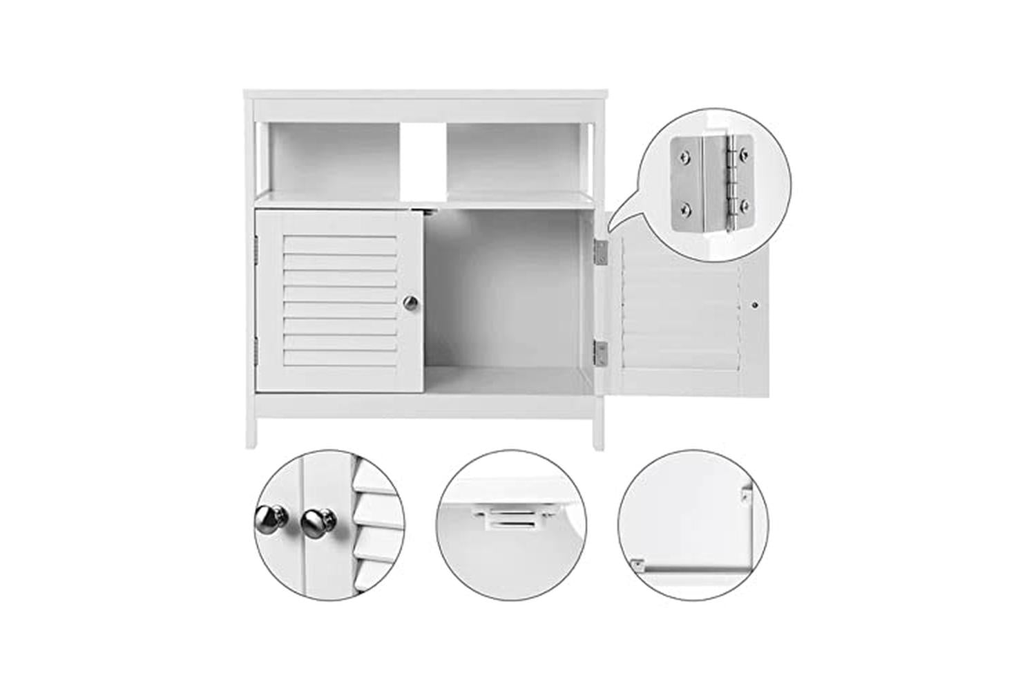 Vasagle BBC02WT Washbasin Cabinet with Louvered Doors-7