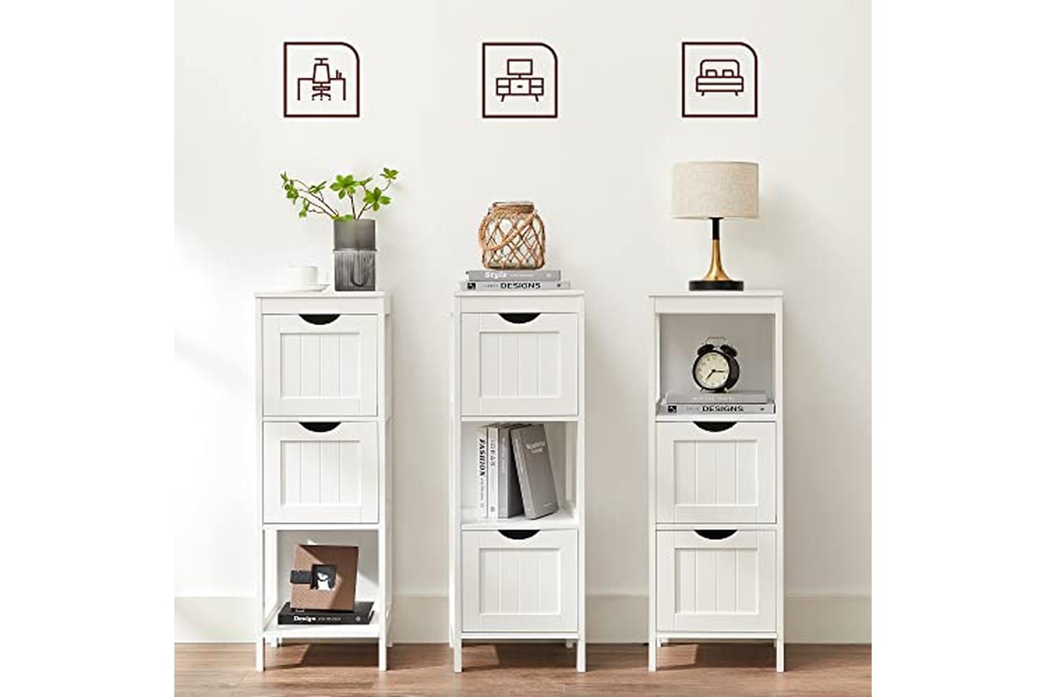 Vasagle BBC42WT Bathroom Shelf with 2 Drawers-2