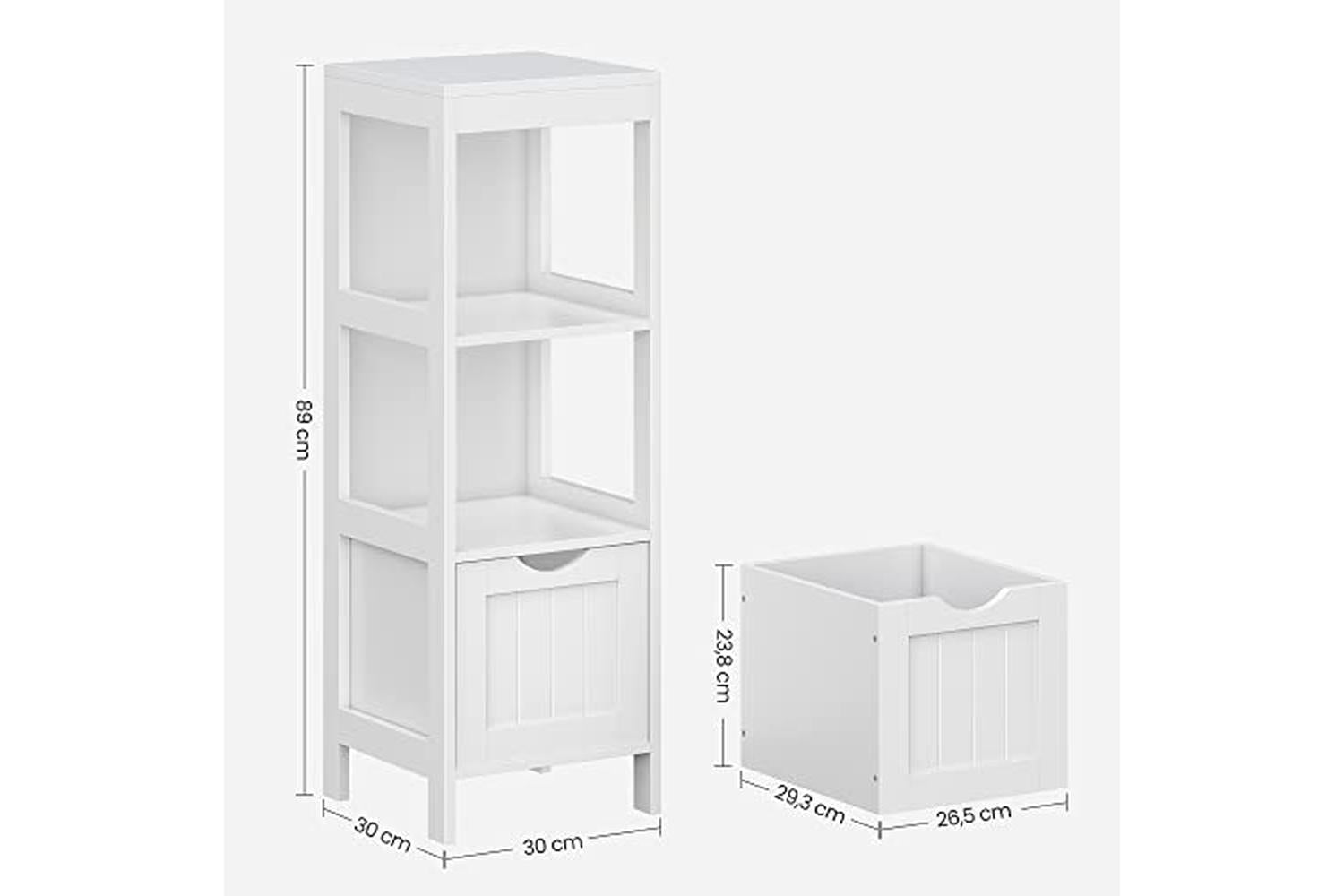 Vasagle BBC42WT Bathroom Shelf with 2 Drawers-3