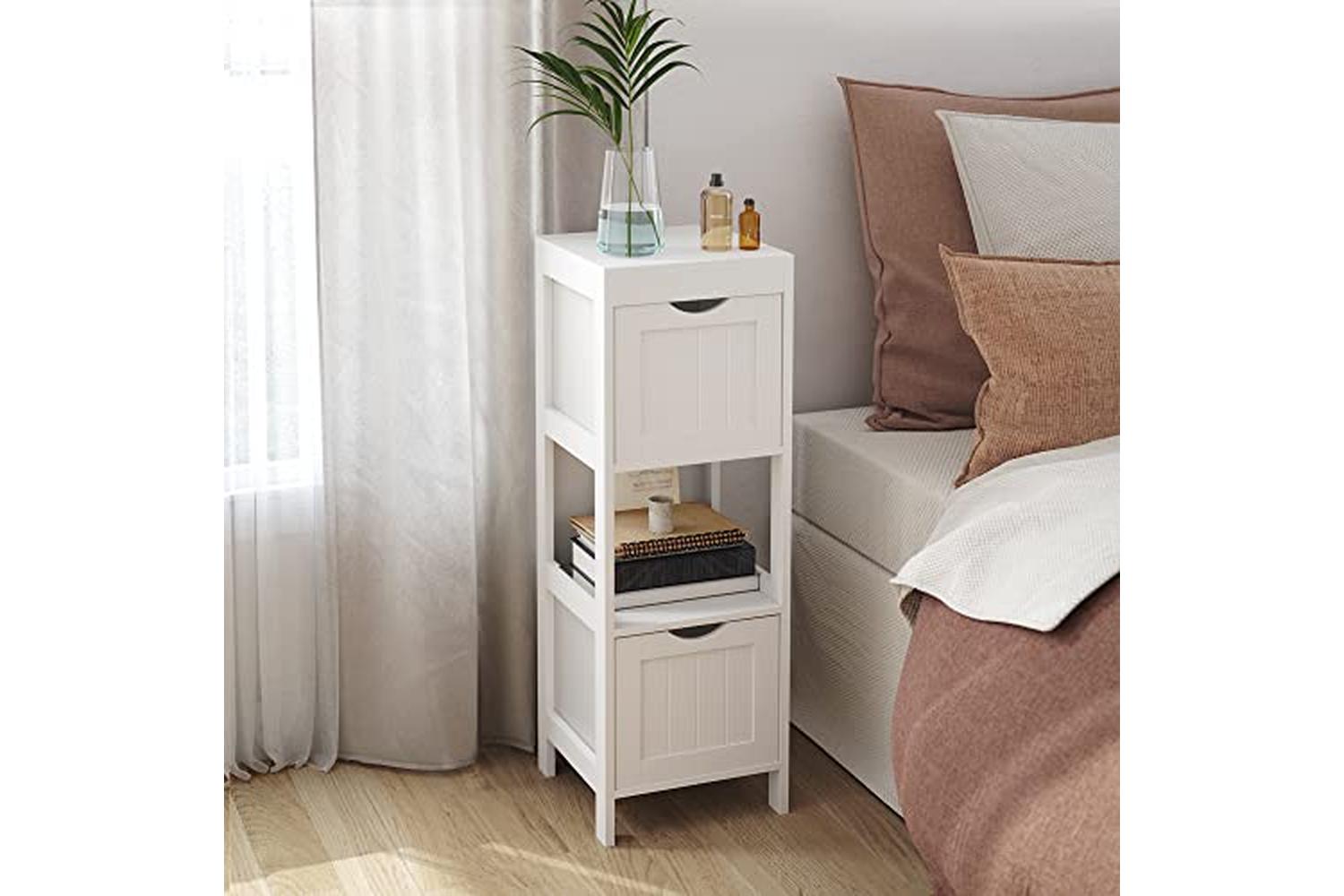 Vasagle BBC42WT Bathroom Shelf with 2 Drawers-5