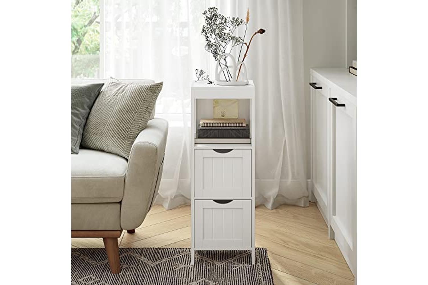 Vasagle BBC42WT Bathroom Shelf with 2 Drawers-7