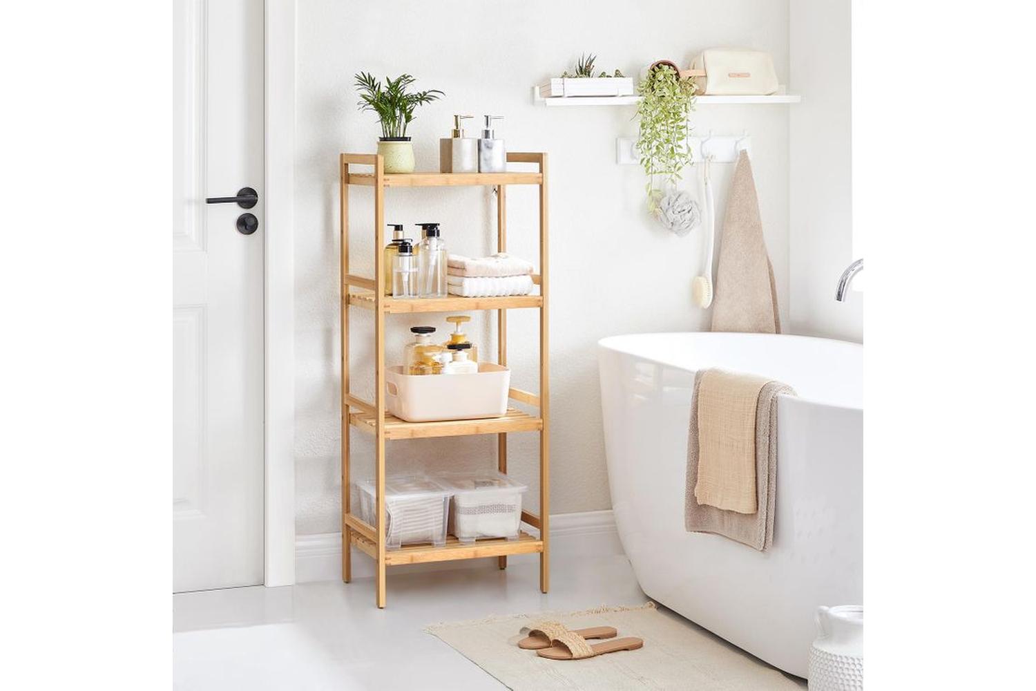 Songmics BCB074N01 4 Tier Bamboo Shelf for Natural Bathroom-2