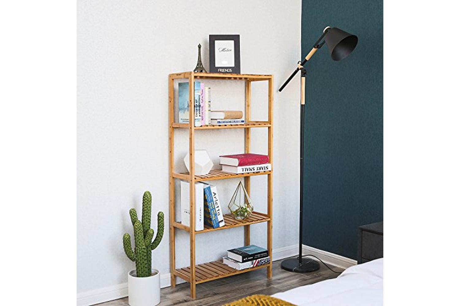Songmics BCB35Y Bathroom Shelf Bamboo 5 Shelves-2