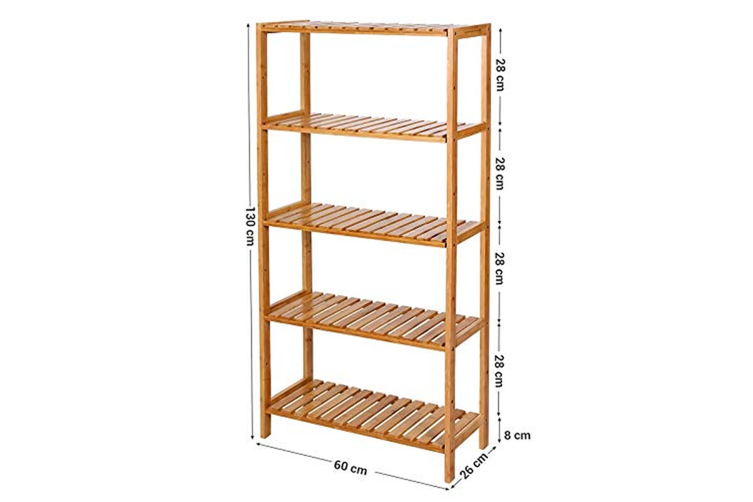 Songmics BCB35Y Bathroom Shelf Bamboo 5 Shelves-3