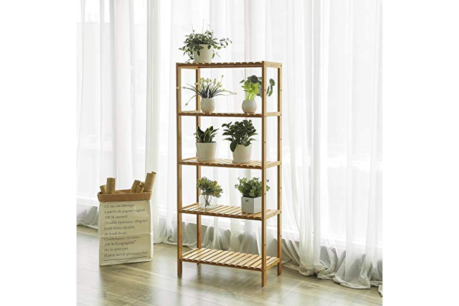 Songmics BCB35Y Bathroom Shelf Bamboo 5 Shelves-5