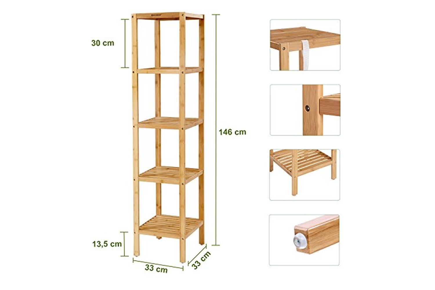 Songmics BCB55Y Bamboo 5 Shelves Narrow-4