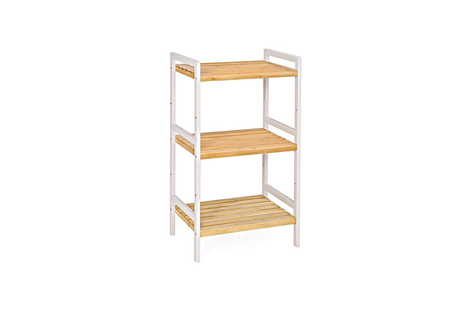 Songmics BCB73Y Standing Shelf Made of Bamboo | Natural & White