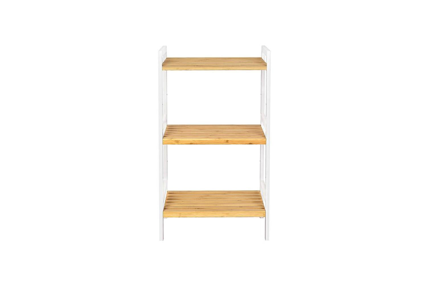 Songmics BCB73Y Standing Shelf Made of Bamboo | Natural & White-2
