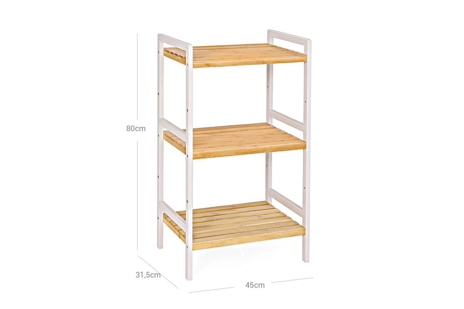 Songmics BCB73Y Standing Shelf Made of Bamboo | Natural & White-6