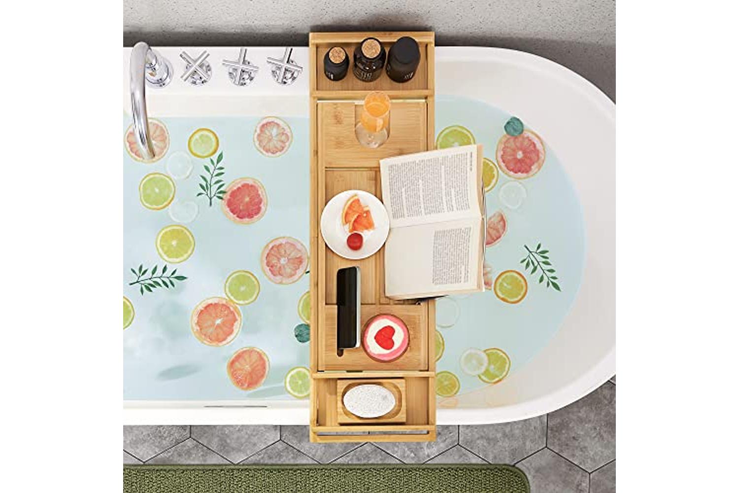 Songmics BCB88Y Bamboo Bathtub Shelf-3