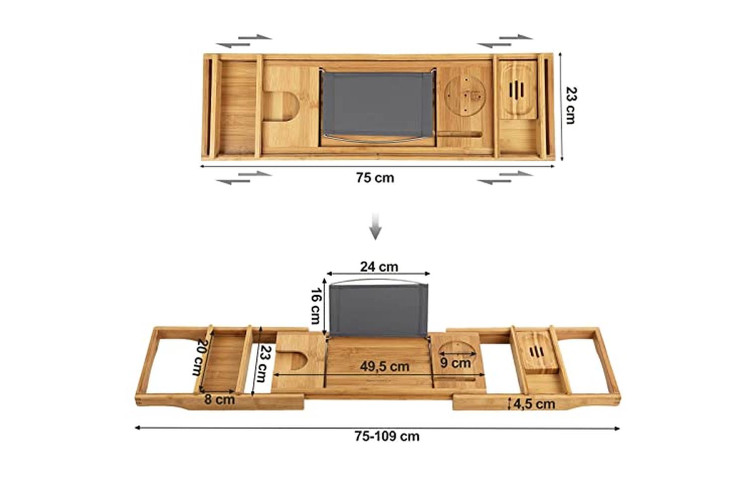 Songmics BCB88Y Bamboo Bathtub Shelf-4