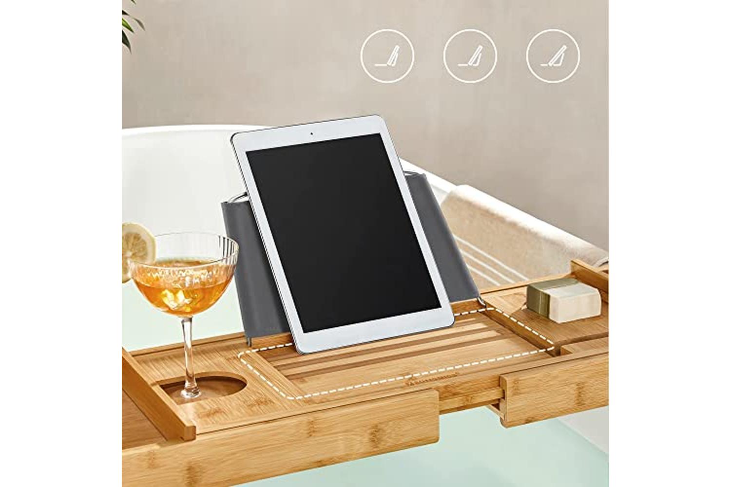 Songmics BCB88Y Bamboo Bathtub Shelf-6