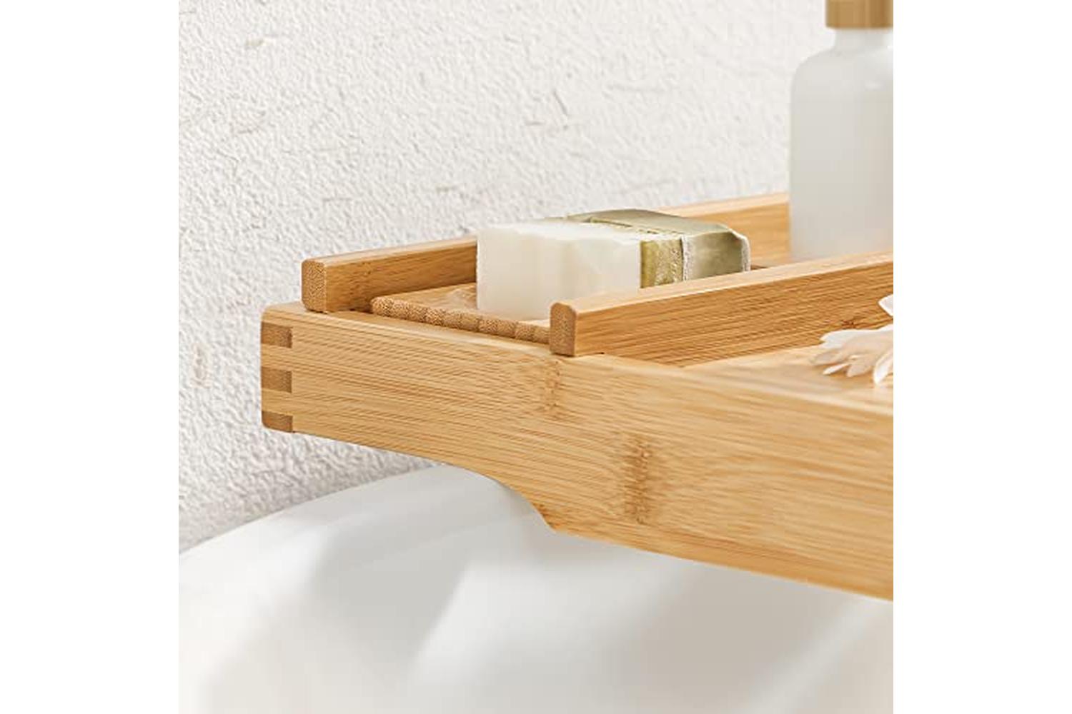 Songmics BCB88Y Bamboo Bathtub Shelf-7