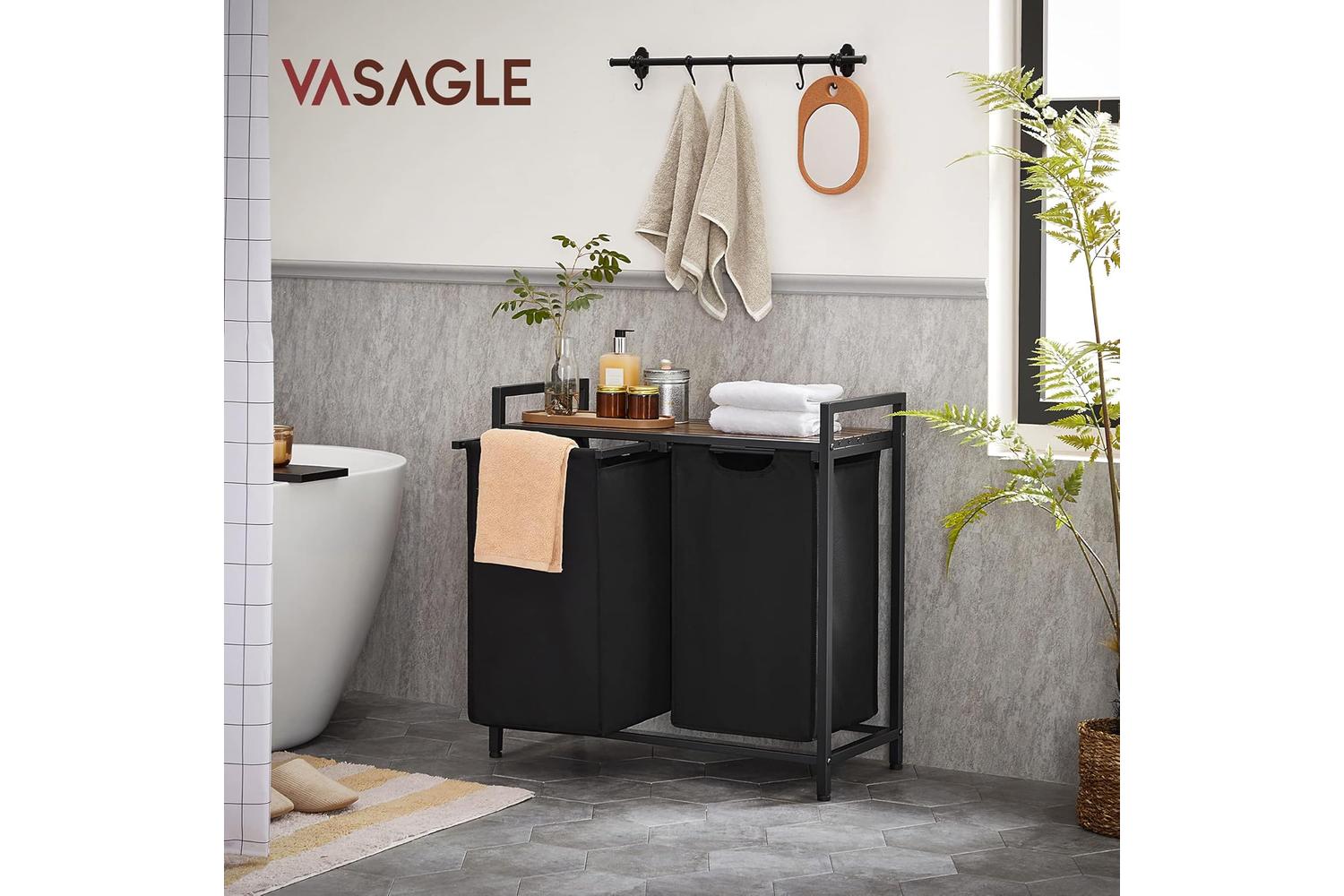Vasagle BLH201B01 Laundry Basket with 2 Compartments-2