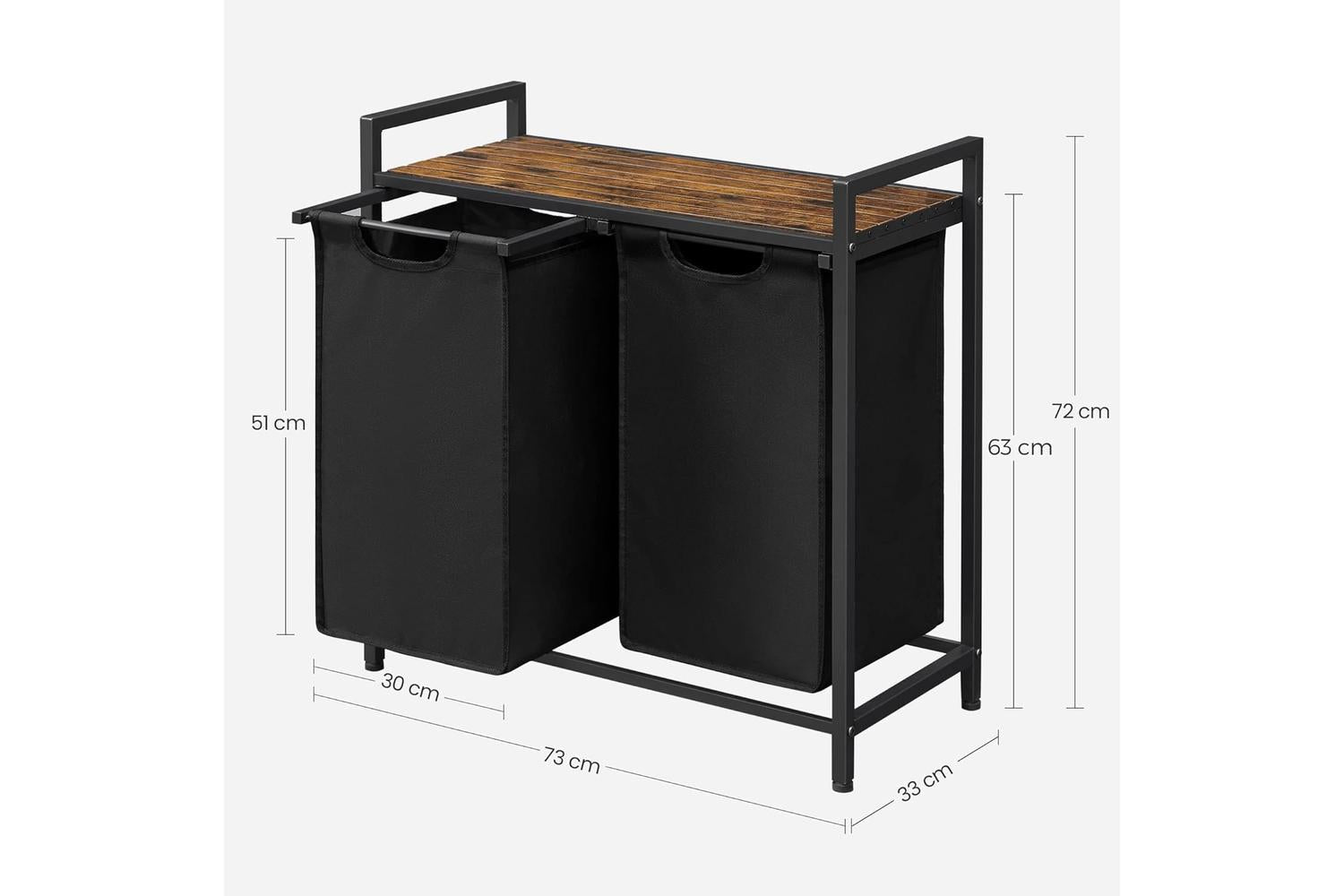 Vasagle BLH201B01 Laundry Basket with 2 Compartments-4