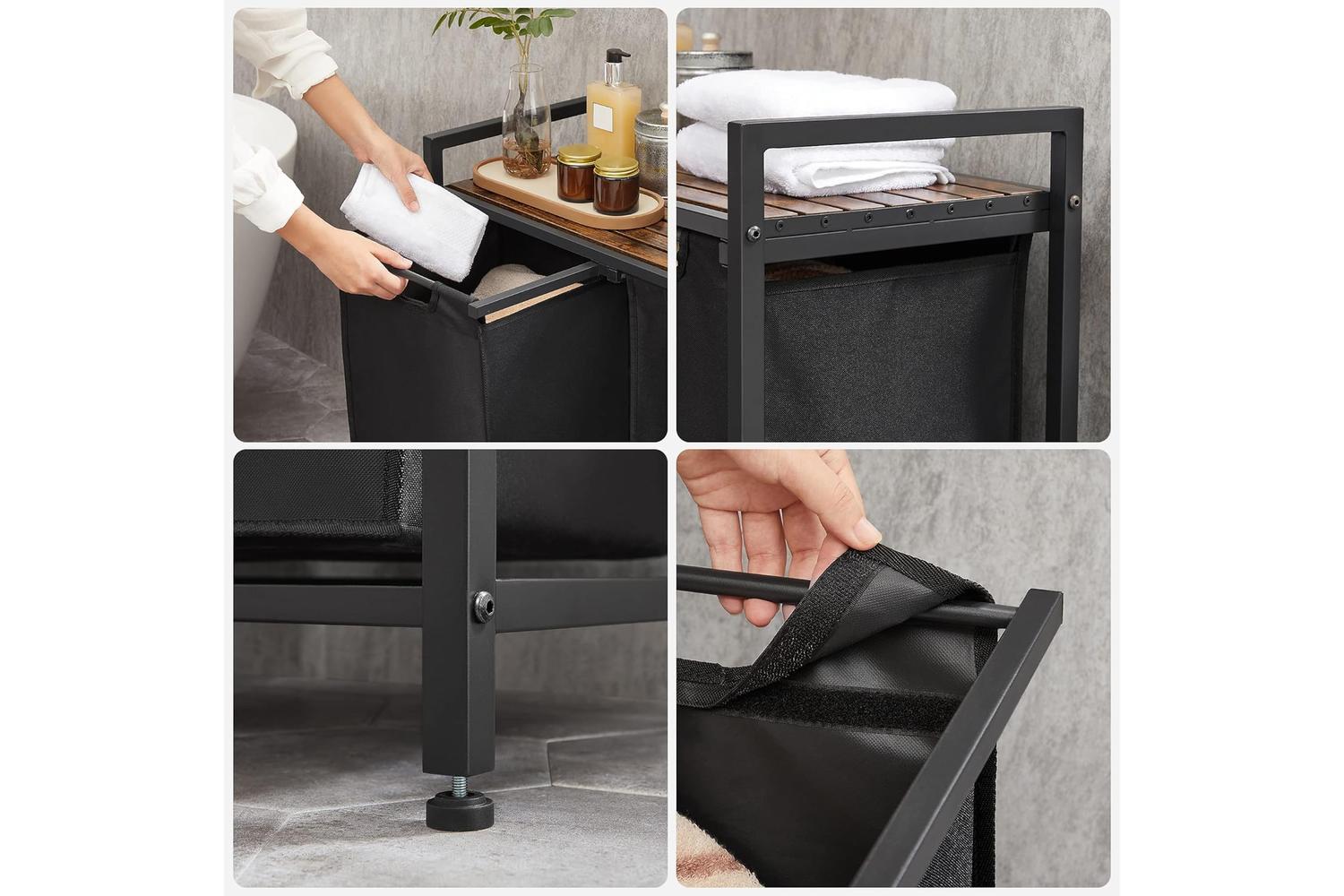 Vasagle BLH201B01 Laundry Basket with 2 Compartments-5