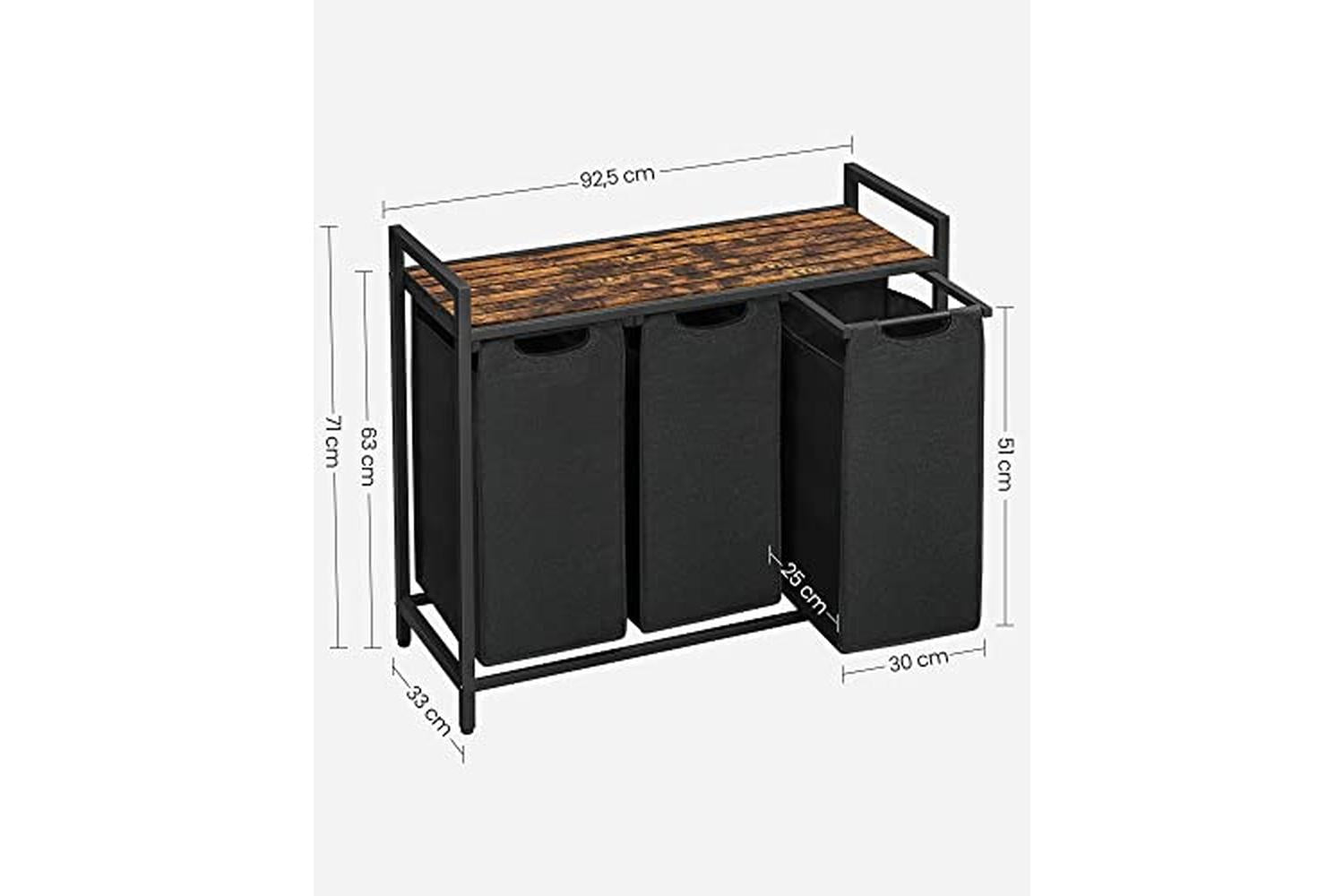 Vasagle BLH301B01 Laundry Basket with 3 Compartments-4