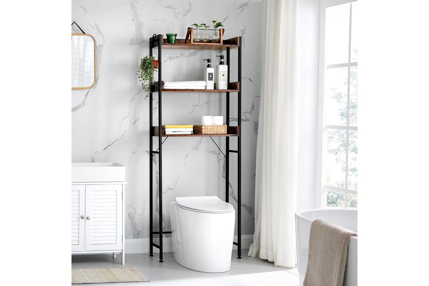 Vasagle BTS002B01 Toilet Shelf Bathroom | Vintage Brown Black-2