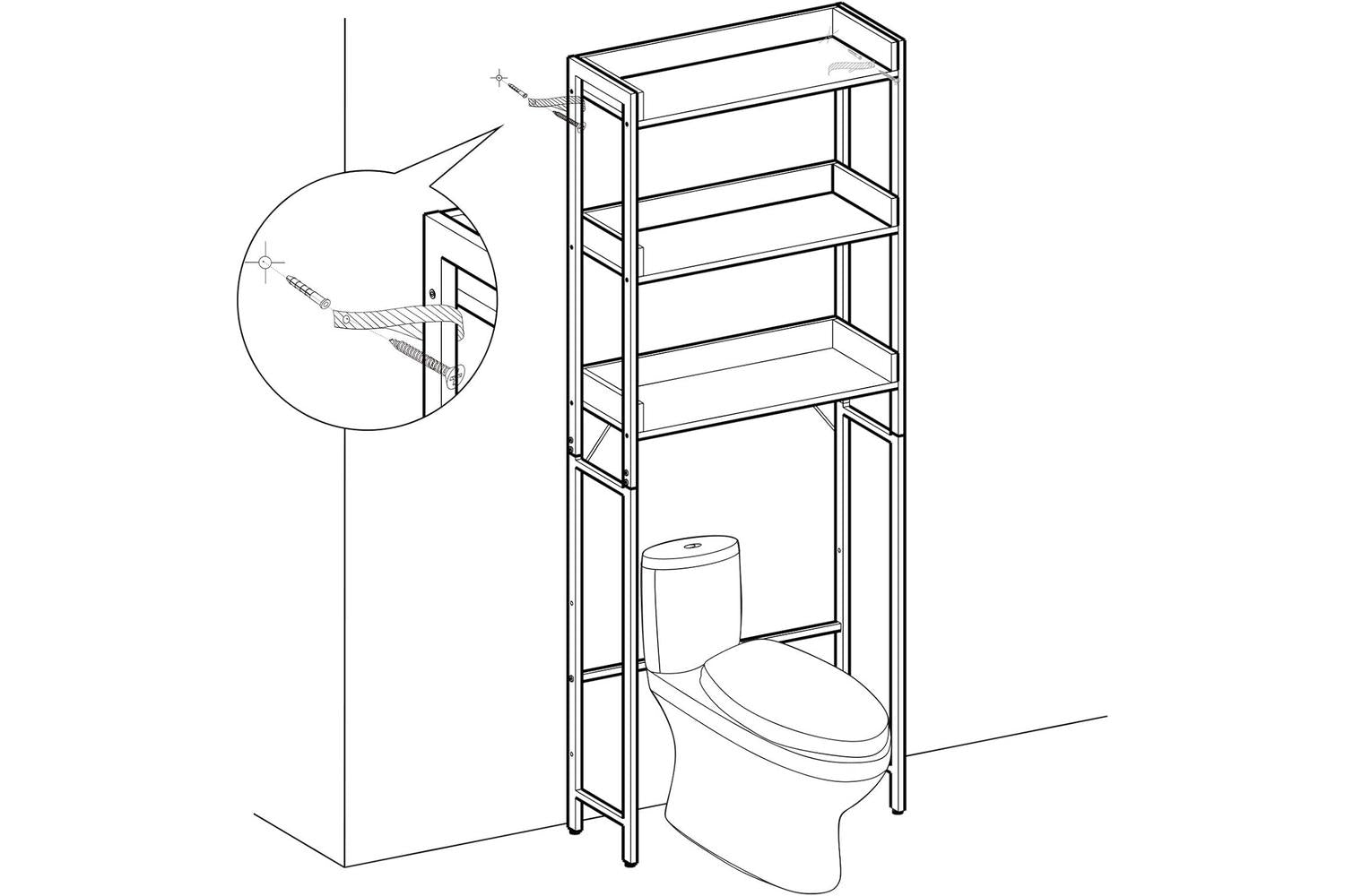 Vasagle BTS002B01 Toilet Shelf Bathroom | Vintage Brown Black-3