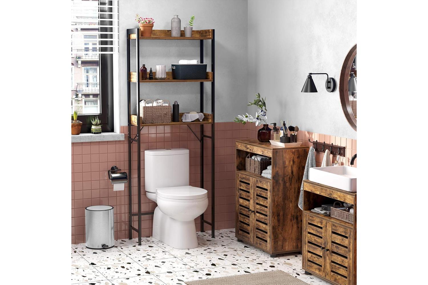 Vasagle BTS002B01 Toilet Shelf Bathroom | Vintage Brown Black-4