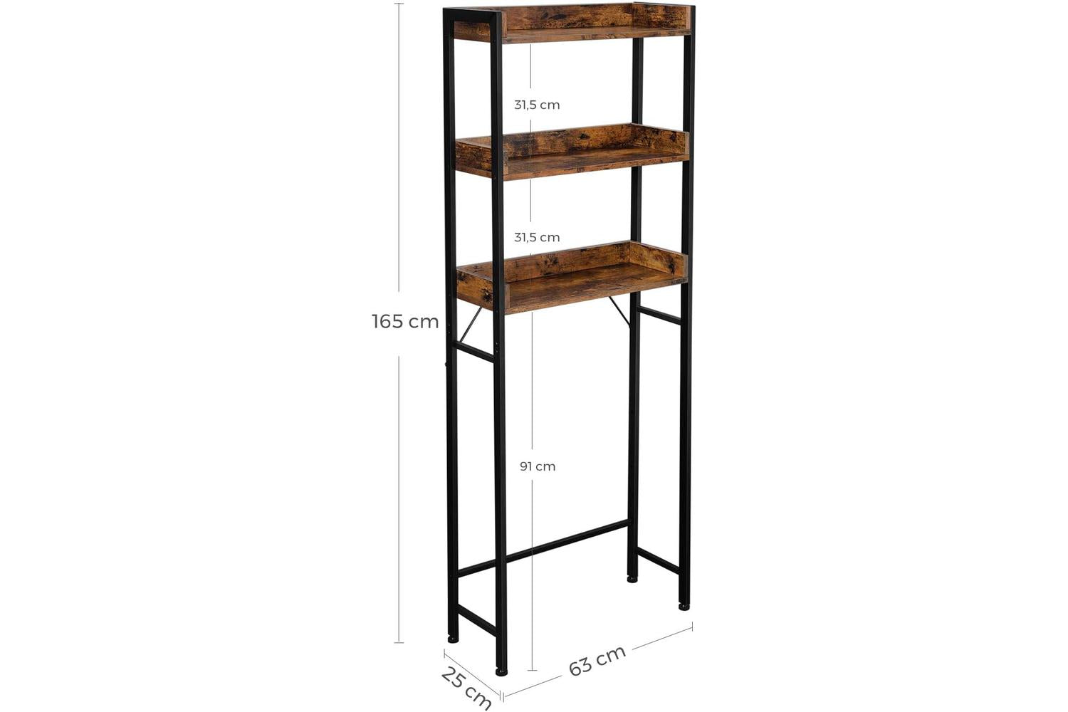 Vasagle BTS002B01 Toilet Shelf Bathroom | Vintage Brown Black-5